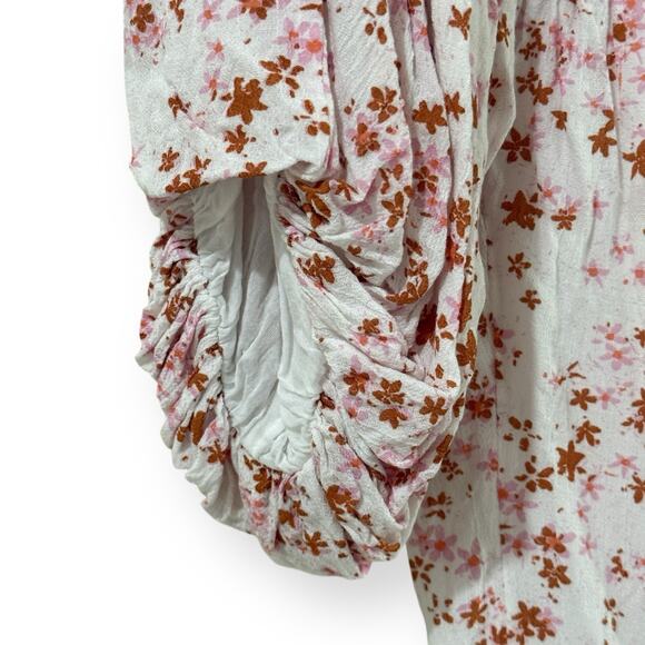 Free People Dessa Ivory Combo Thong Bodysuit Small Floral Print Boho Coquette - Picture 6 of 16